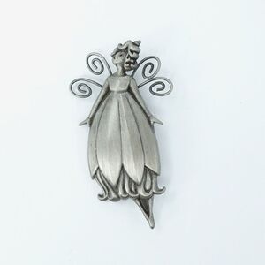 Vintage Fairy‎ Brooch HMK Hallmark Pewter Whimsical Ethereal Mystical Goblincore
